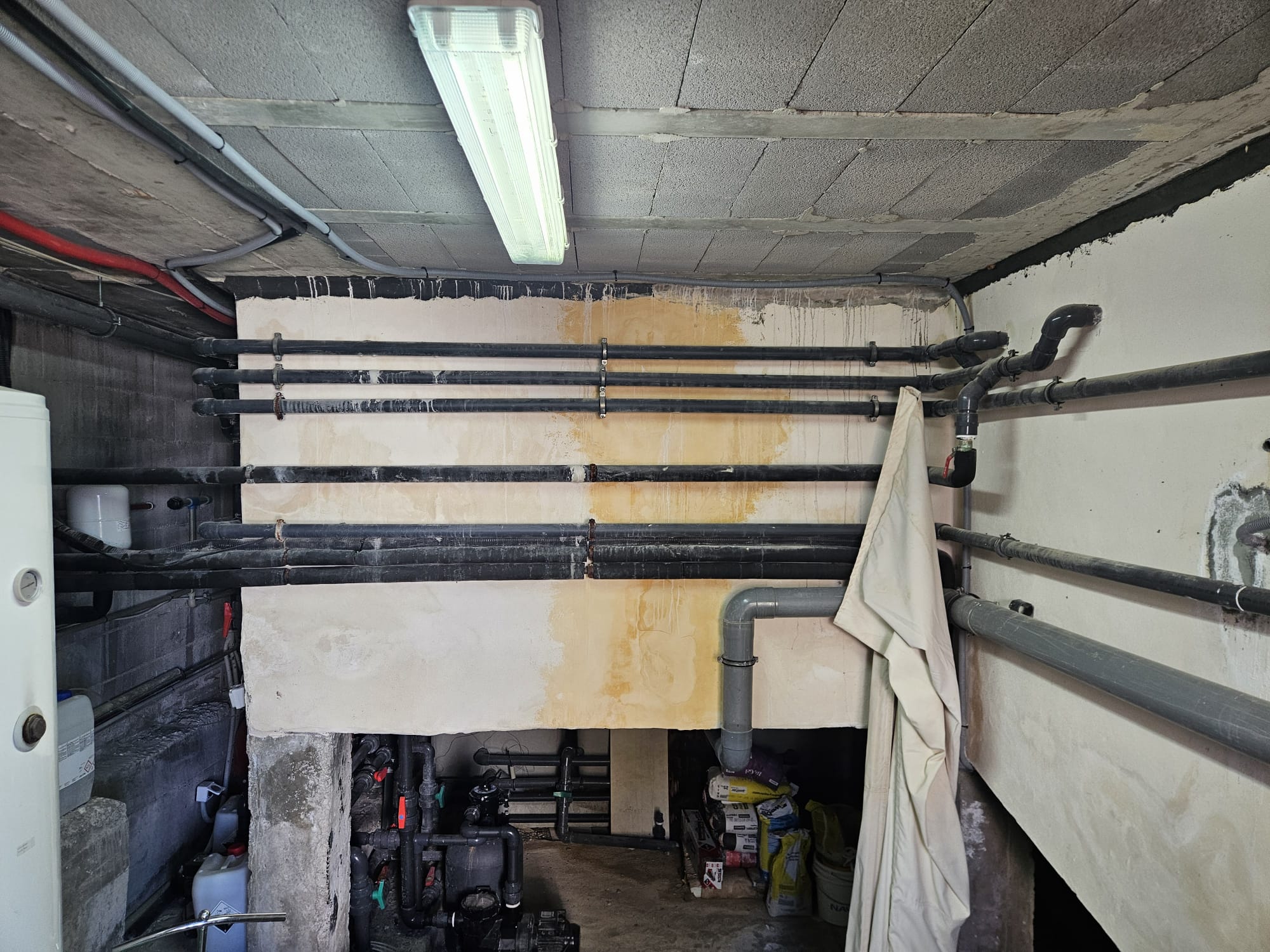 Existing pool pipework before the Santa Ponsa renovation